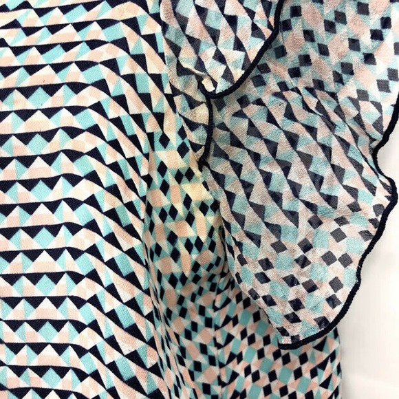 Parker Francesca Wrap Blouse L Ruffle Silk Flutter - Picture 10 of 12